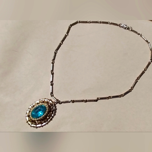 Coro Jewelry - Coro Silver and Blue Necklace